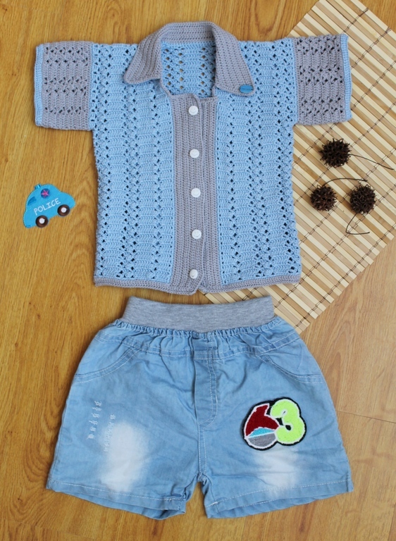Хлопковая рубашка на мальчика 2-3 лет